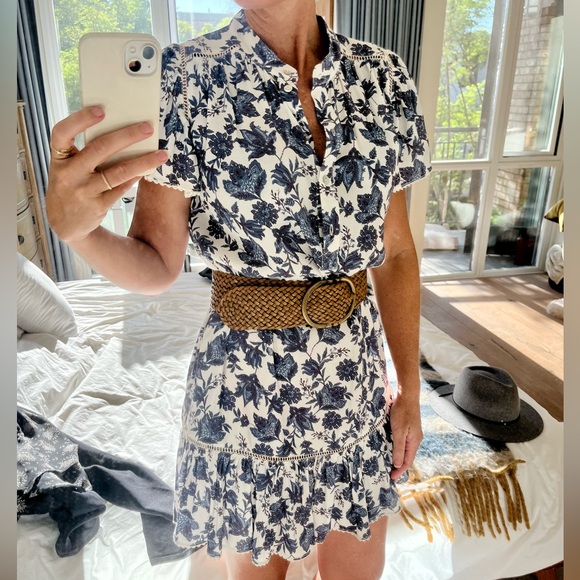 Rebecca Minkoff Natalia Blue & White Print Mini Dress - Picture 1 of 11